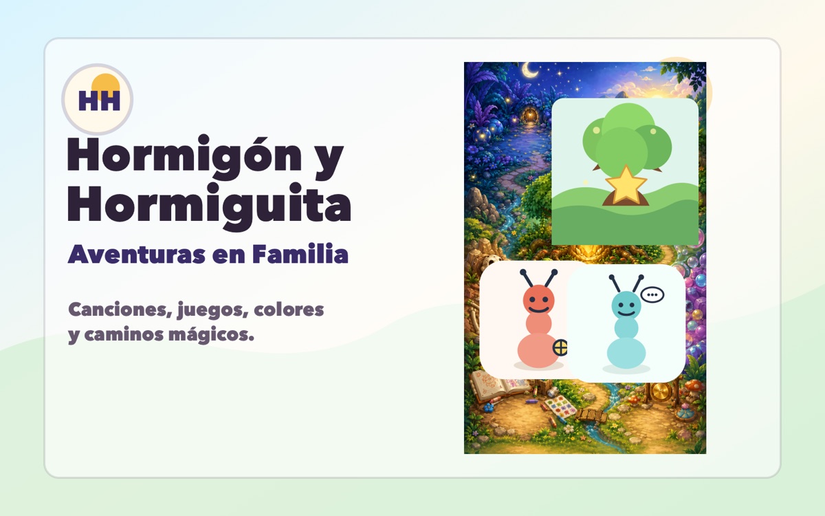 Hormigón y Hormiguita frente al Gran Árbol y el mapa de aventuras